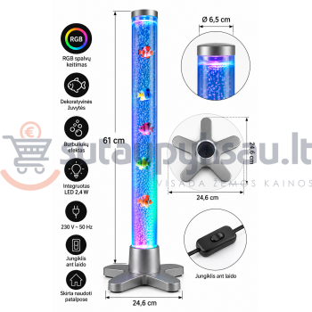 LED burbulų lempa su žuvytėmis Reality MOTION R50711187, RGB, 61 cm LED burbulų lempa su žuvytėmis Reality MOTION R50711187, RGB, 61 cm